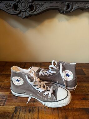 Converse High-Top Sneakers in Gray and White